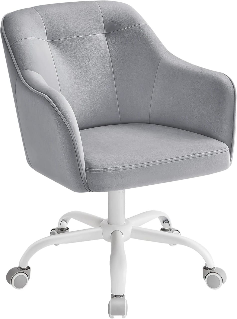 SONGMICS "OBG019G13" SONGMICS Office Chair, Swivel Chair, Desk Chair, Makeup Vanity Chair, Adjustable Height, Armrests, 110 kg Load, Velvet, Home Office, Study, Bedroom