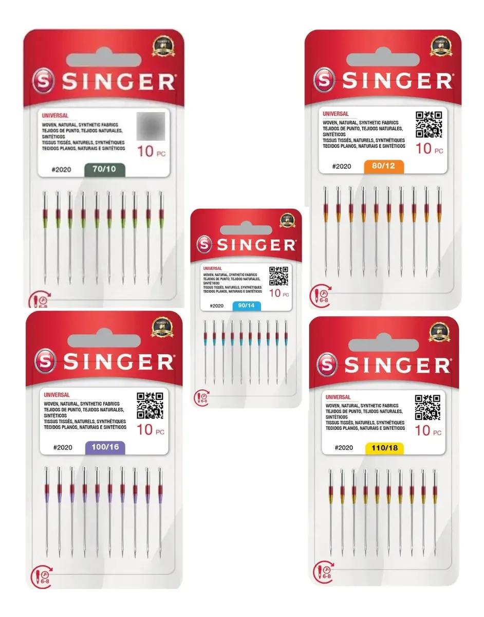 Kit 50 Agulhas Schmetz Ponta Bola para Malhas (70/10 a 100/16)