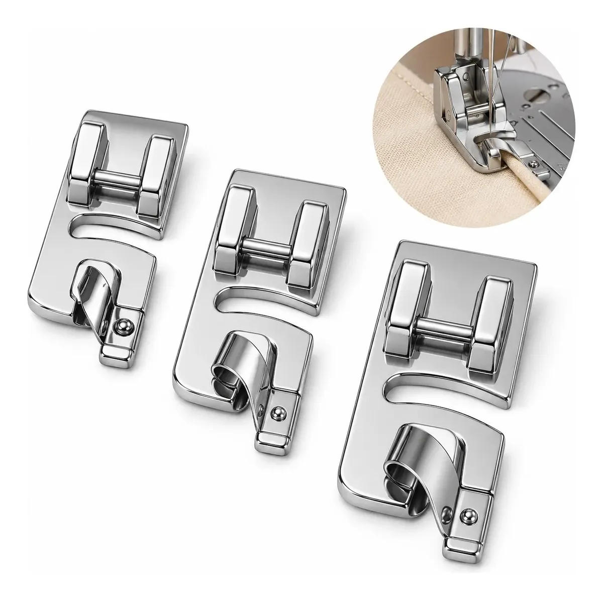 Calcador de Bainha Enrolada / Lenço 3mm e 6mm (Kit 2x)