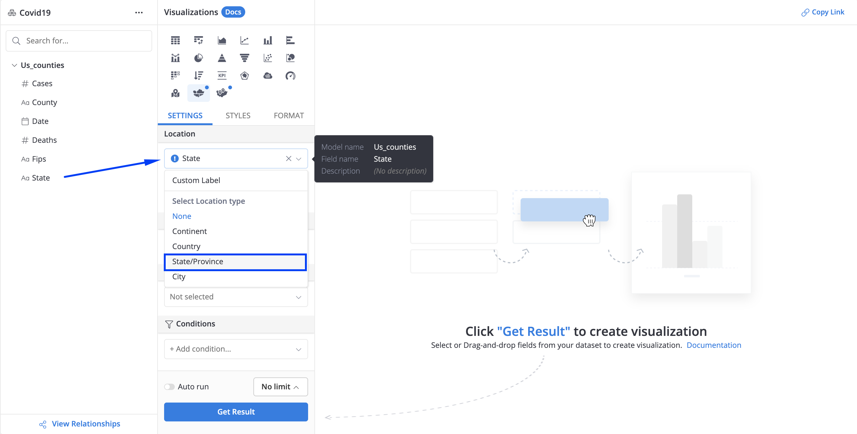 Visualization settings