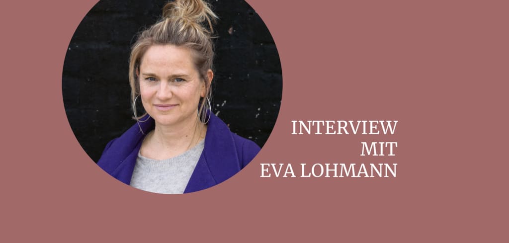 Autorinnenfoto Eva Lohmann mit Text "Interview mit Eva Lohmann"