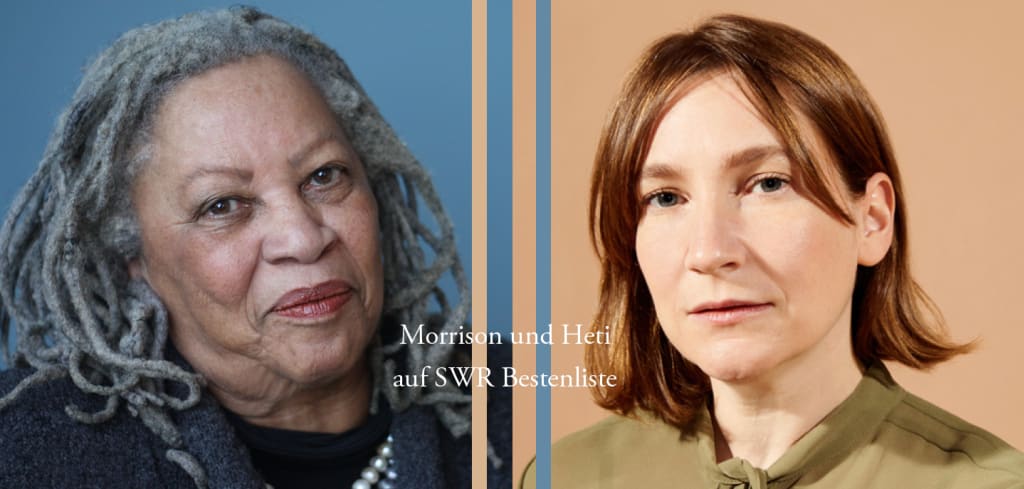 Farbportraits der beiden Autorinnen Toni Morrison (links) und Sheila Heti (rechts)