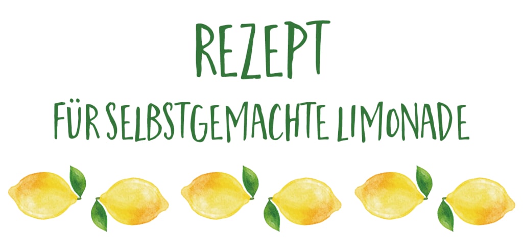 Rezept für selbstgemachte Limonade und Zitronenillustrationen