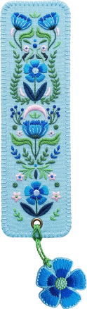 Produktbild von Buchverliebt Lesezeichen bestickt "Blumenliebe blau"