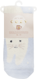 Produktbild von COZY Couch-Flauschsocken "Cozy Cat", weiß, Größe 36-41