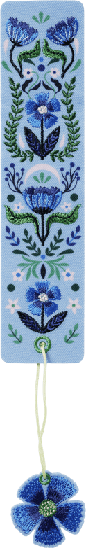 Produktbild von Buchverliebt Lesezeichen bestickt "Blumenliebe blau"