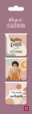 Magnetlesezeichen Kaffee, Couch und Bücher