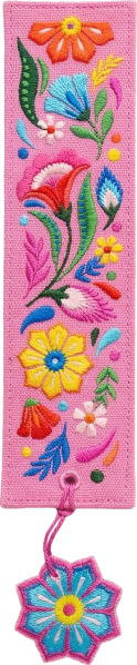 Produktbild von Buchverliebt Lesezeichen bestickt "Blumenliebe rosa"