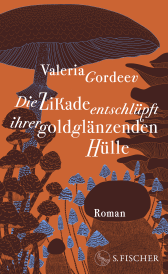 Die Zikade entschlüpft ihrer goldglänzenden Hülle