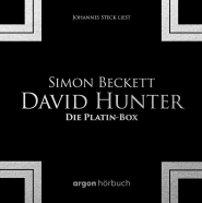 Hörbuchcover von David Hunter – Die Platin-Box: Die Chemie des Todes, Kalte Asche, Leichenblässe, Verwesung, Totenfang, Die ewigen Toten von Simon Beckett, wird gesprochen von Johannes Steck