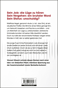 Zusatzmaterial 9783426307182 U4 von Auris: Thriller. Nach einer Idee von Sebastian Fitzek von Vincent Kliesch