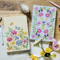 Blütenträume Notizbuch bestickt, A5 - 240 Seiten, beige Zusatzmaterial