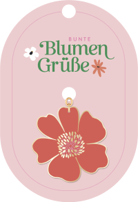 Bunte Blumengrüße Emaille-Schlüsselanhänger rot Zusatzmaterial