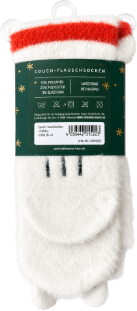 Zusatzmaterial 4036442015223 U4 von Weihnachtswunderland, Couch-Flauschsocken, Eisbär, Größe 36-41