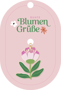 Bunte Blumengrüße Emaille-Schlüsselanhänger rosa Zusatzmaterial