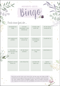 Hochzeits-Gäste-Bingo Zusatzmaterial
