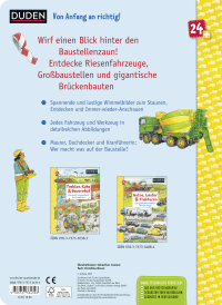 Zusatzmaterial 9783737334396 U4 von Duden 24+: Bagger, Kran und Tunnelbau. Das große Wimmelbuch von der Baustelle: Wimmeliges Bilderbuch für Kinder ab 2 Jahren von Christina Braun, Sebastian Coenen
