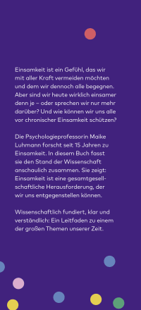 Zusatzmaterial KL 978 3 10 397718 9 vorne von Einsamkeit: Warum sie uns alle betrifft von Prof. Dr. Maike Luhmann
