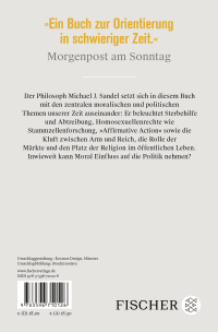 Zusatzmaterial 9783596710126 U4 von Moral und Politik: Gedanken zu einer gerechten Gesellschaft von Michael J. Sandel