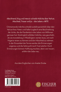 Zusatzmaterial 9783596710164 U4 von Trauer ist das Glück, geliebt zu haben von Chimamanda Ngozi Adichie