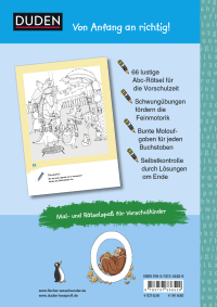 Zusatzmaterial 9783737336529 U4 von Duden Leseprofi – Buchstabenspaß für die Vorschule: 66 Rätsel & Übungen  von Christina Braun, Lucie Göpfert, Isabel Große Holtforth