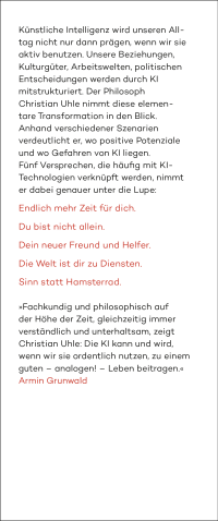Zusatzmaterial KL 978 3 10 397604 5 vorne von Künstliche Intelligenz und echtes Leben: Philosophische Orientierung für eine gute Zukunft von Christian Uhle