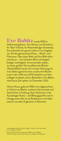 Zusatzmaterial KL 978 3 10 397587 1 hinten von Sex & Rage: Roman von Eve Babitz