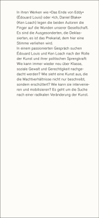 Zusatzmaterial KL 978 3 10 397173 6 vorne von Gespräch über Kunst und Politik von Édouard Louis, Ken Loach