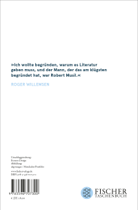 Zusatzmaterial 9783596707300 U4 von Robert Musil: On Intellectual Eros: Vom intellektuellen Eros von Roger Willemsen