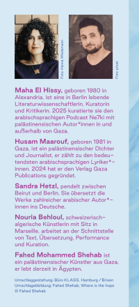 Zusatzmaterial KL 978 3 10 397795 0 hinten von Elegie für das letzte Licht: Texte aus Gaza | Aus dem Arabischen von Sandra Hetzl und aus dem Englischen von Nouria Behloul