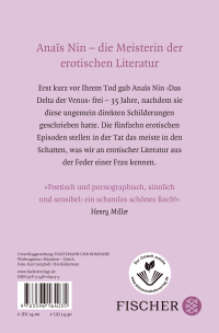 Zusatzmaterial 9783596164035 U4 von Das Delta der Venus: Erotische Erzählungen von Anaïs Nin