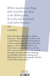 Zusatzmaterial 9783462006070 U4 von An den Ufern meiner Stadt: Späte Gedichte von Peter Härtling