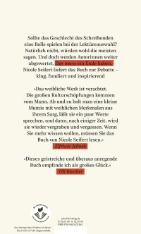 Zusatzmaterial 9783462002362 U4 von FRAUEN LITERATUR: Abgewertet, vergessen, wiederentdeckt von Nicole Seifert