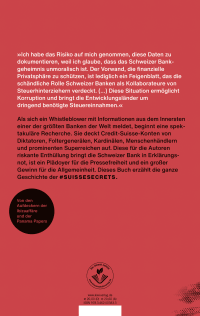 Zusatzmaterial 9783462003833 U4 von Schweizer Geheimnisse: Wie Banker das Geld von Steuerhinterziehern, Foltergenerälen, Diktatoren und der katholischen Kirche versteckt haben - mit Hilfe der Politik von Frederik Obermaier, Bastian Obermayer, Hannes Munzinger
