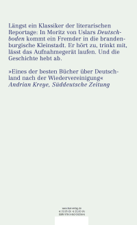 Zusatzmaterial 9783462042566 U4 von Deutschboden: Eine teilnehmende Beobachtung von Moritz von Uslar