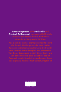 Zusatzmaterial 9783462053951 U4 von Helene Hegemann über Patti Smith, Christoph Schlingensief, Anarchie und Tradition von Helene Hegemann