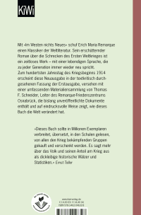 Zusatzmaterial 9783462046328 U4 von Im Westen nichts Neues: Roman. Herausgegeben und mit Materialien versehen von Thomas F. Schneider von E.M. Remarque
