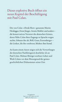 Zusatzmaterial 9783462321449 U4 von Celans Zerrissenheit: Ein jüdischer Dichter und der deutsche Geist von Helmut Böttiger