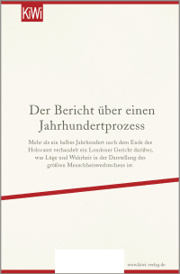 Zusatzmaterial 9783462051827 U4 von Der Holocaust vor Gericht: Der Prozess um David Irving von Eva Menasse