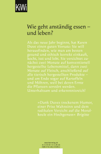 Zusatzmaterial 9783462053852 U4 von Anständig essen: Ein Selbstversuch von Karen Duve