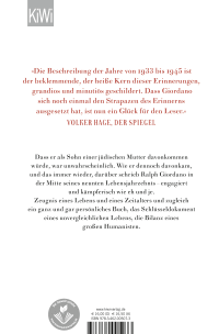 Zusatzmaterial 9783462005073 U4 von Erinnerungen eines Davongekommenen von Ralph Giordano
