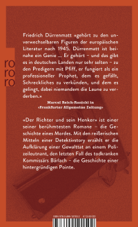 Zusatzmaterial 9783499101502 U4 von Der Richter und sein Henker von Friedrich Dürrenmatt, Karl Staudinger