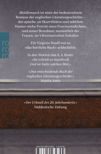 Zusatzmaterial 9783499272745 U4 von Middlemarch: Eine Studie über das Leben in der Provinz von George Eliot