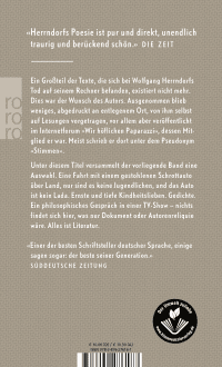 Zusatzmaterial 9783499276187 U4 von Stimmen: Texte, die bleiben sollten von Wolfgang Herrndorf