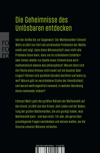 Zusatzmaterial 9783499014260 U4 von Fünf unlösbare Rätsel der Mathematik: Wie sich eine Wissenschaft selbst die Grenzen aufzeigt von Edmund Weitz