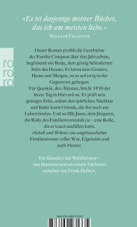 Zusatzmaterial 9783499271335 U4 von Schall und Wahn von William Faulkner