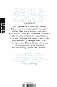 Zusatzmaterial 9783499014178 U4 von Heute bedeckt und kühl: Große Tagebücher von Samuel Pepys bis Virginia Woolf von Michael Maar