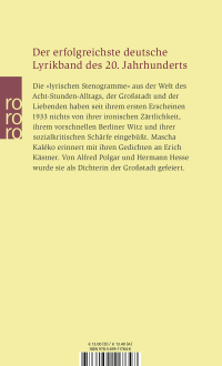 Zusatzmaterial 9783499117848 U4 von THE LYRICAL STENOBOOK / LITTLE READER FOR GROWN-UPS von Mascha Kaléko