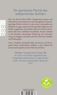 Zusatzmaterial 9783499269936 U4 von Rainer Maria Rilke: Überzähliges Dasein - Eine Biographie von Fritz J. Raddatz
