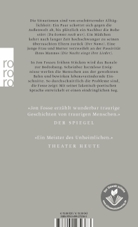 Zusatzmaterial 9783499272363 U4 von Die Nacht singt ihre Lieder: und andere Stücke von Jon Fosse